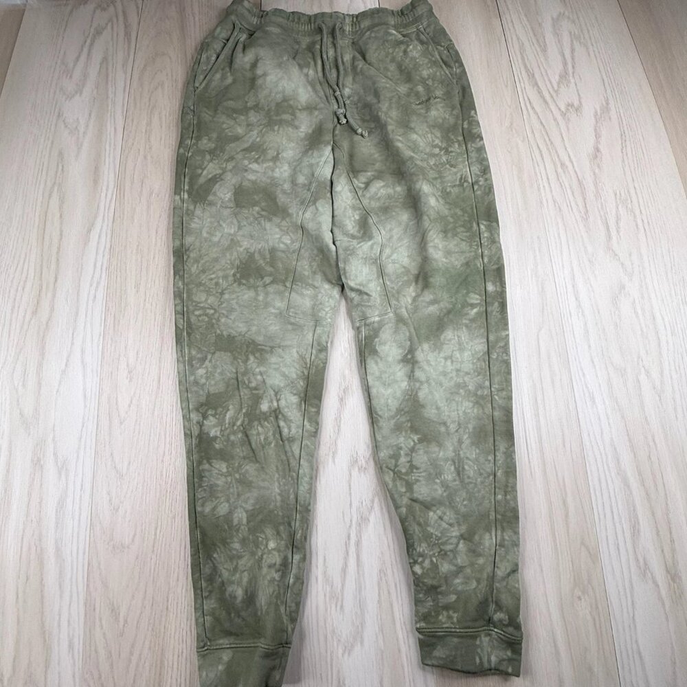 Outdoor Voice Mens Green Tapered Leg Drawstring Waist Tie Dye Jogger Pants Sz S